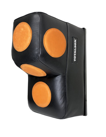 Подушка боксерская Г-образная с мишенями TOTALBOX кожа, черн/оранж, 40*60*46
